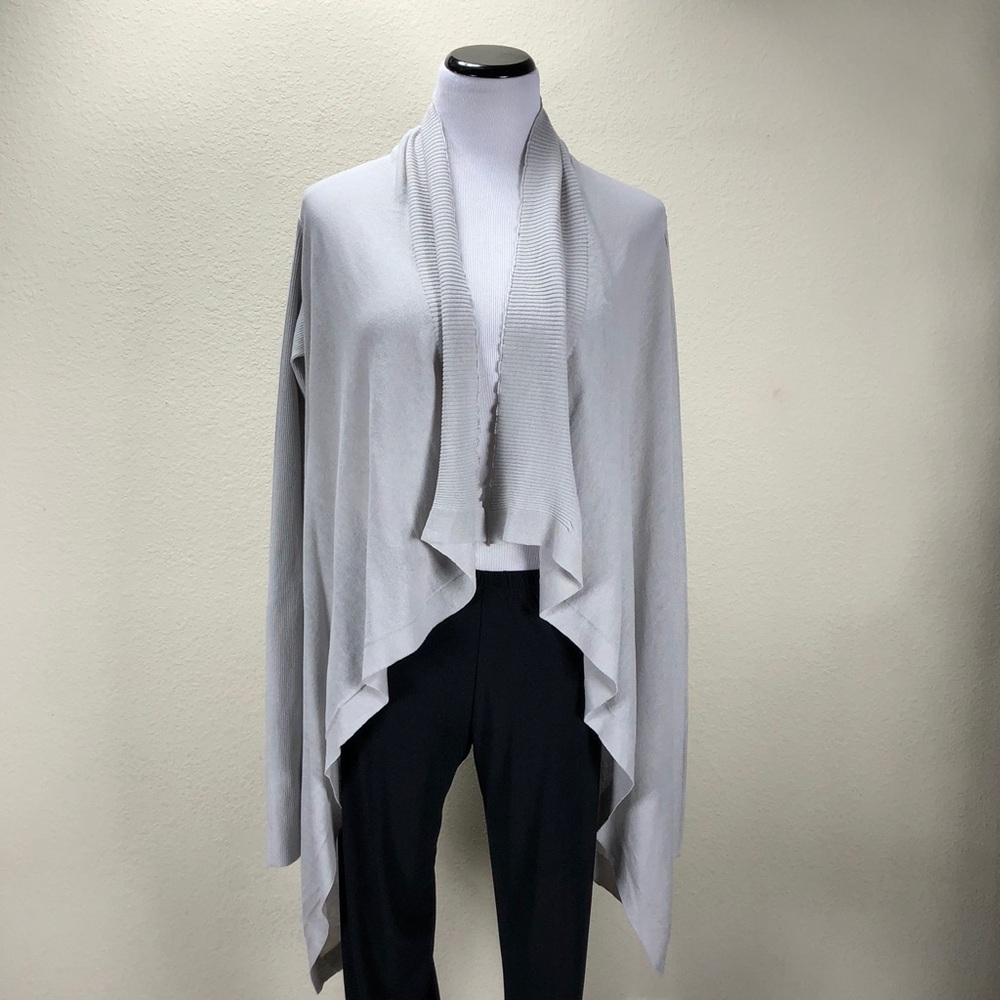 NWT Rick Owens Gray Long Sleeve Waterfall Cardigan